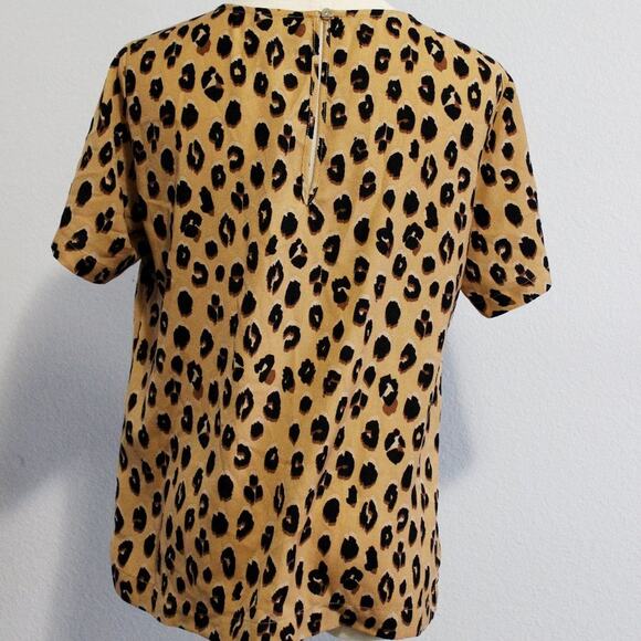 A New Day Womens S Blouse Short Sleeve Tan Cheetah Leopard Animal Print Small - Picture 3 of 6